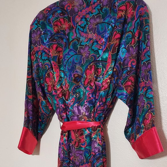 Vintage Victoria Secrets Floral Gold Label Kimono Robe Size PS - Picture 4 of 10
